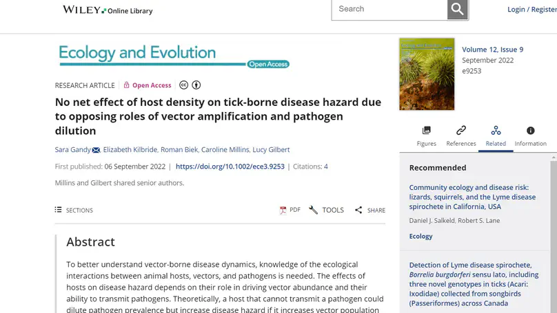 No net effect of host density on tick-borne disease hazard due to opposing roles of vector amplification and pathogen dilution